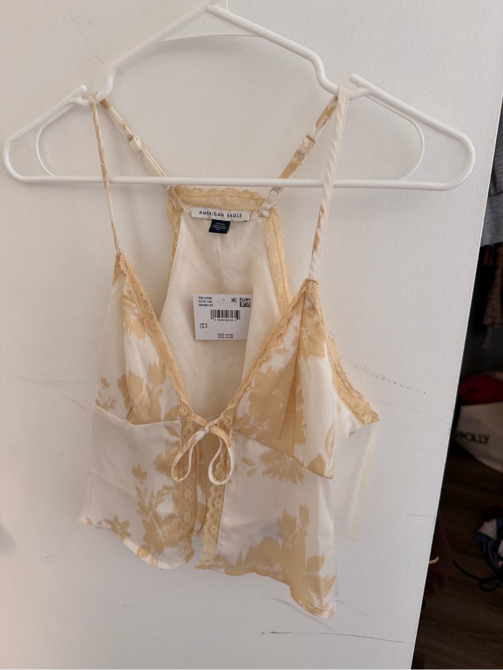 American Eagle Cream Lace-Trim Bralette